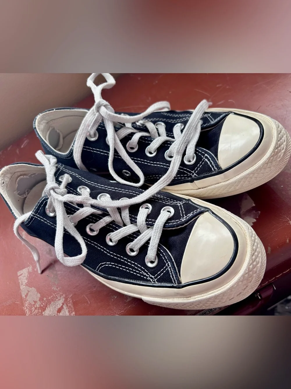 Converse| Chuck Taylor 70 Black Low Top Canvas Sneakers w/White Trim Sz 7 - Picture 3 of 11